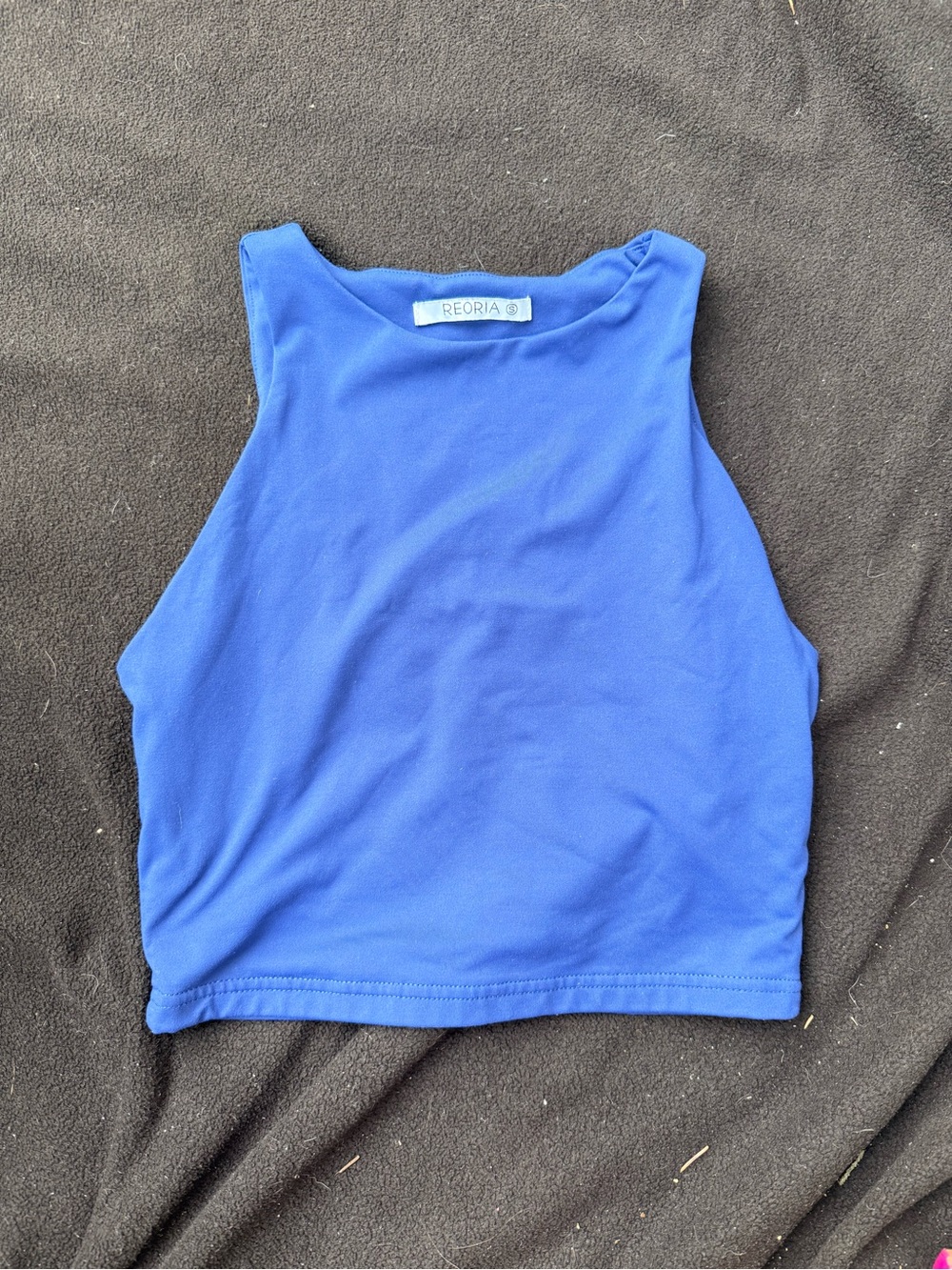 ReoRia Royal Blue High-Neck Sleeveless Crop Tank